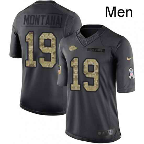 Men Nike Kansas City Chiefs 19 Joe Montana Limited Black 2016 Salute to Service NFL Jersey